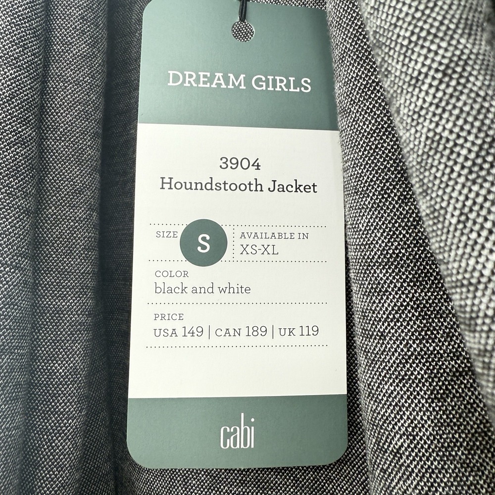 CAbi Dream Girls Houndstooth Jacket 3904 Womens Size Small Black White NWT - Picture 7 of 12